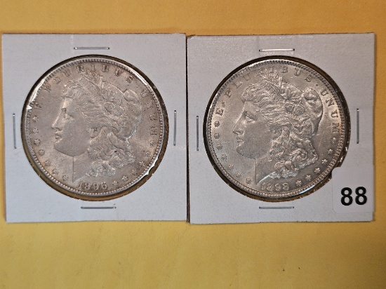 Two Brilliant About Uncirculated plus Morgan Silver Dollars