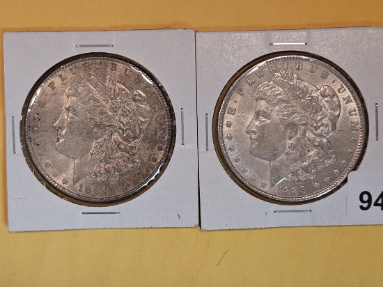 Two About Uncirculated plus Morgan Silver Dollars