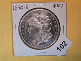 Very Choice Brilliant Uncirculated - details 1890-S Morgan Dollar