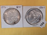 Two Choice Brilliant About Uncirculated plus Morgan Silver Dollars