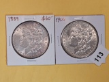 Two About Uncirculated plus Morgan Silver Dollars