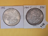 Two About Uncirculated plus Morgan Silver Dollars