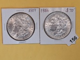 Two Choice Brilliant About Uncirculated plus Morgan Silver Dollars