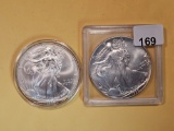 Two GEM Brilliant Uncirculated American Silver Eagles