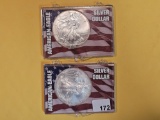 Two GEM Brilliant Uncirculated American Silver Eagles