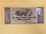 1866 State of North Carolina Three Dollar Note