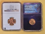 Two GEM, NGC-graded Lincoln Wheat Cents in Mint State 66 RED
