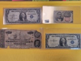 Four mixed US pieces of Currency