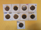 Nine older Canadian copper coins