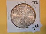 Brilliant Uncirculated 1991 Mexico Onza