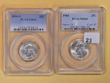 PCGS 1958-D and 1964 silver Washington Quarters