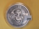 FIVE Troy ounce .999 fine silver art round