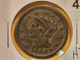 1853 Braided Hair Large Cent in Fine