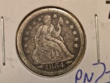 1854-O Seated Liberty Dime in Very Fine - details