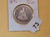 1875 (S-?) Twenty Cent piece in Very Good