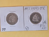 1858 and 1891-S Seated Liberty Quarters
