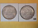Two Brilliant About Uncirculated plus Morgan Silver Dollars