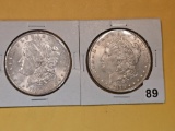 Two Brilliant About Uncirculated plus Morgan Silver Dollars