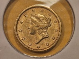 GOLD! Brilliant About Uncirculated PLus 1852 Gold Dollar