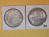 Two Brilliant About Uncirculated plus Morgan Silver Dollars