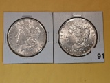 Two Brilliant About Uncirculated plus Morgan Silver Dollars