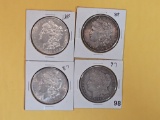 Four About Uncirculated Morgan Silver Dollars