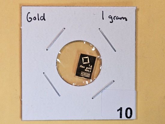 GOLD! Valcambi One Gram .9999 fine gold bar