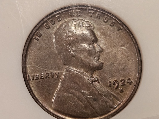 ANACS 1924-S Wheat Cent in Mint State 63 BRN