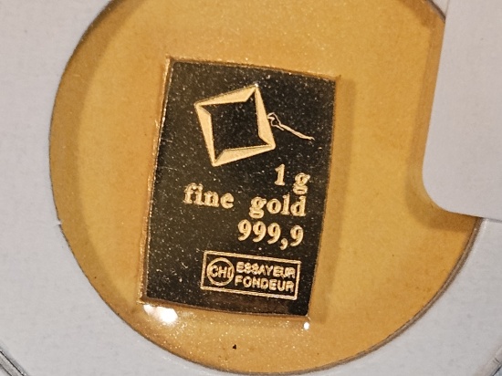GOLD! Valcambi One Gram .9999 fine gold bar