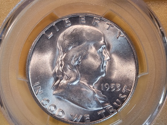 GEM! PCGS 1953-S Franklin Half Dollar in Mint State 65