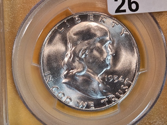 GEM! PCGS 1954-S Franklin Half Dollar in Mint State 65