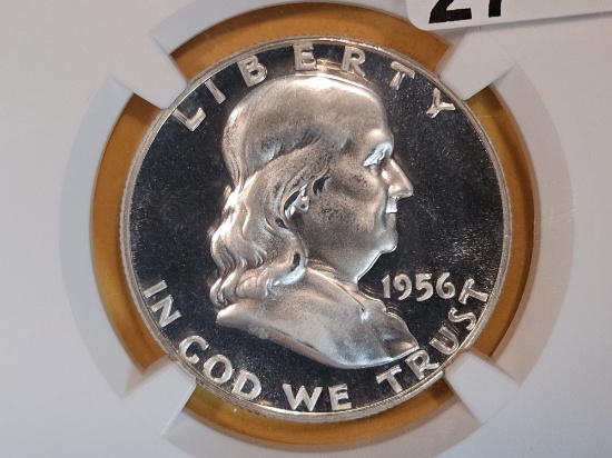 Superb GEM! NGC 1956 Franklin Half Dollar in PF 67 Cameo