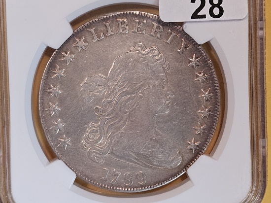 ** HIGHLIGHT ** NGC 1799 Draped Bust Silver Dollar in Very Fine - details