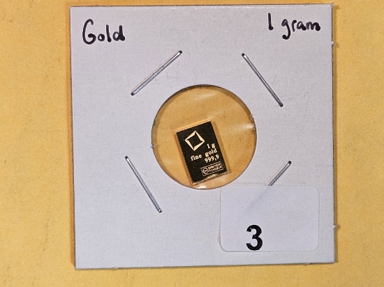 GOLD! Valcambi One Gram .9999 fine gold bar