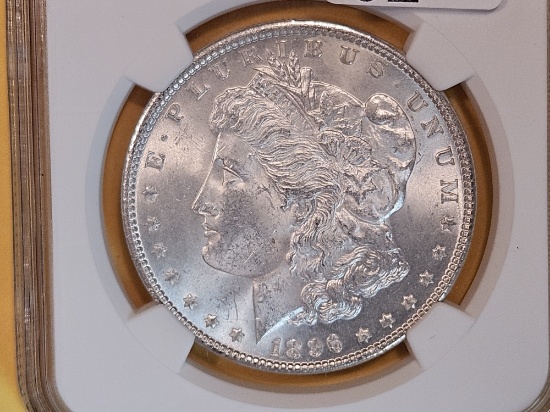 NGC 1896-S Morgan Silver Dollar in Mint State 63