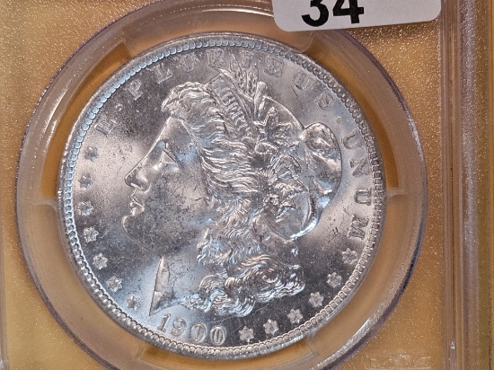 PCGS 1900-O Morgan Silver Dollar in Mint State 63