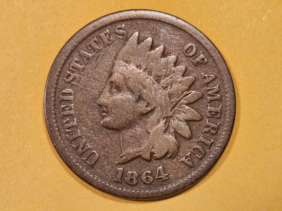 Semi-Key 1864-L Indian Cent in Fine