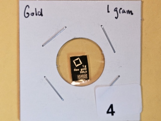 GOLD! Valcambi One Gram .9999 fine gold bar