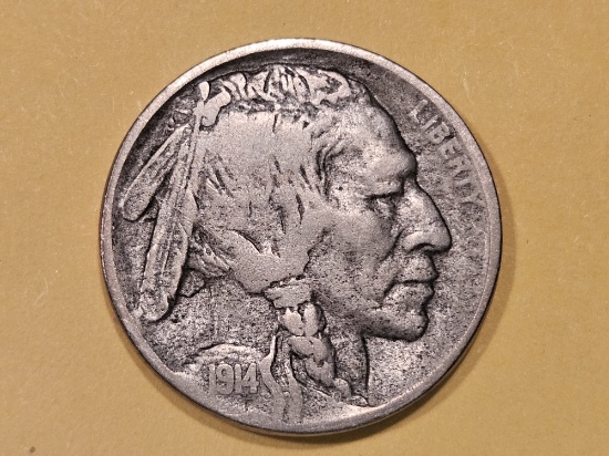 KEY DATE 1914-D Buffalo Nickel in Fine Plus