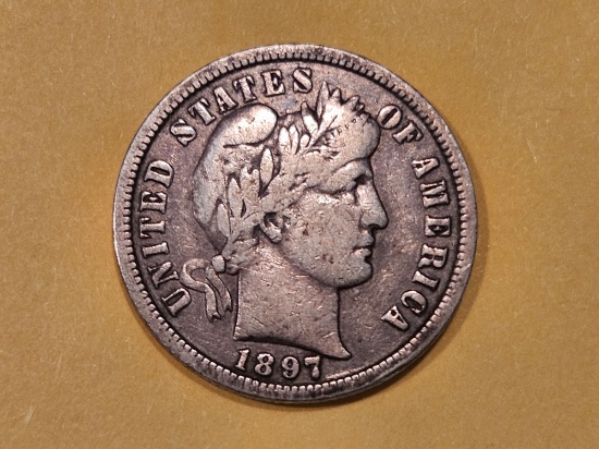 Better Date 1897-S Barber Dime in Very Fine