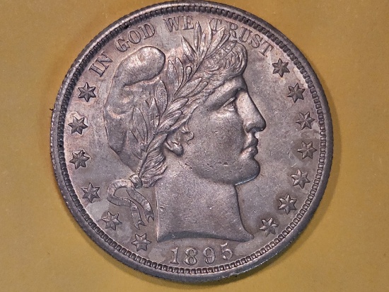 1895-O Barber Half Dollar in About Uncirculated - 58