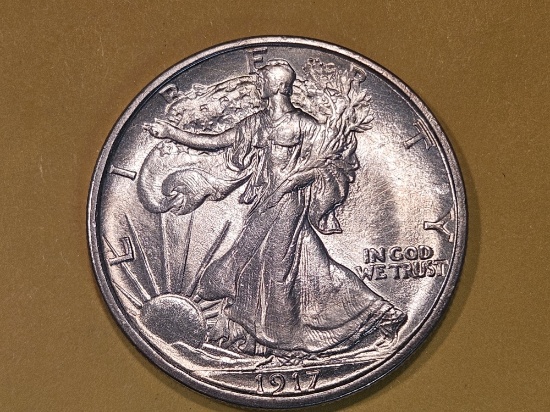 ** 1917-S Reverse Mint Mark Walking Liberty Half Dollar in Choice Brilliant Uncirculated