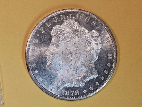 **KEY DATE** 1878-CC Morgan Silver Dollar in Choice Brilliant Uncirculated