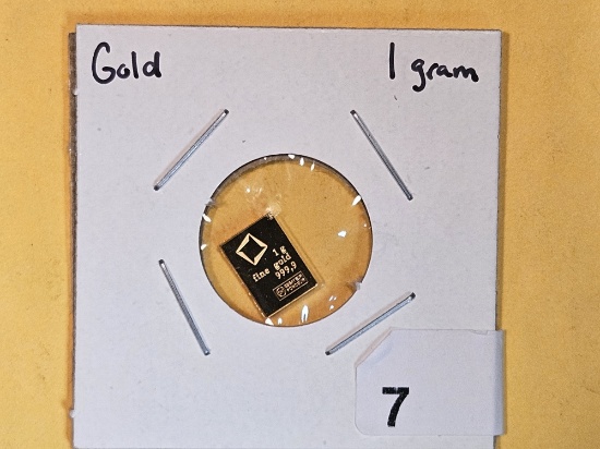 GOLD! Valcambi One Gram .9999 fine gold bar