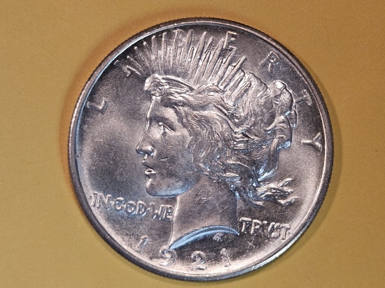 **KEY DATE** 1921 Peace Dollar in Choice Brilliant Uncirculated