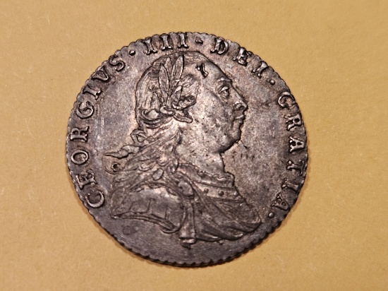 1787 Great Britain 6 Pence in About Uncirculated
