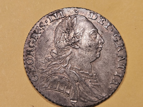 1787 Great Britain Shilling in Nice About Uncirculated Plus