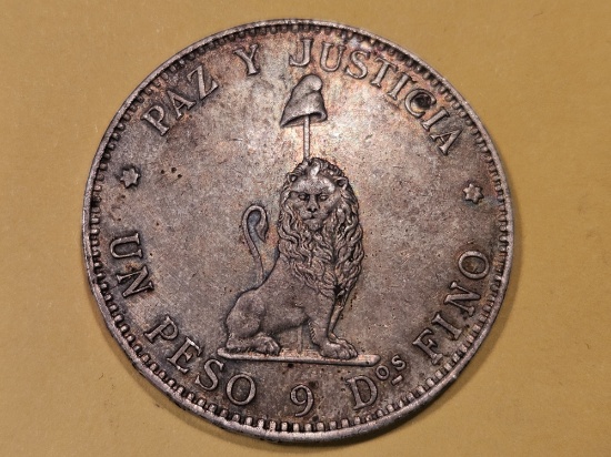 1889 Paraguay silver Peso in Uncirculated
