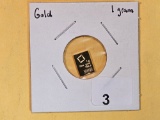 GOLD! Valcambi One Gram .9999 fine gold bar
