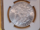 NGC 1896-S Morgan Silver Dollar in Mint State 63
